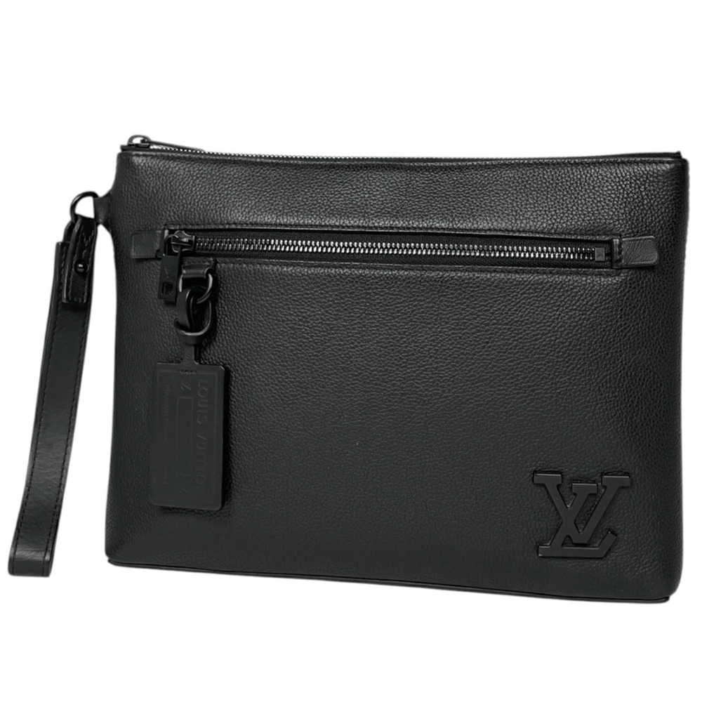 Louis Vuitton Pochette i Pad Clutch Bag Shoulder LV Aerogram Leather Noir Black